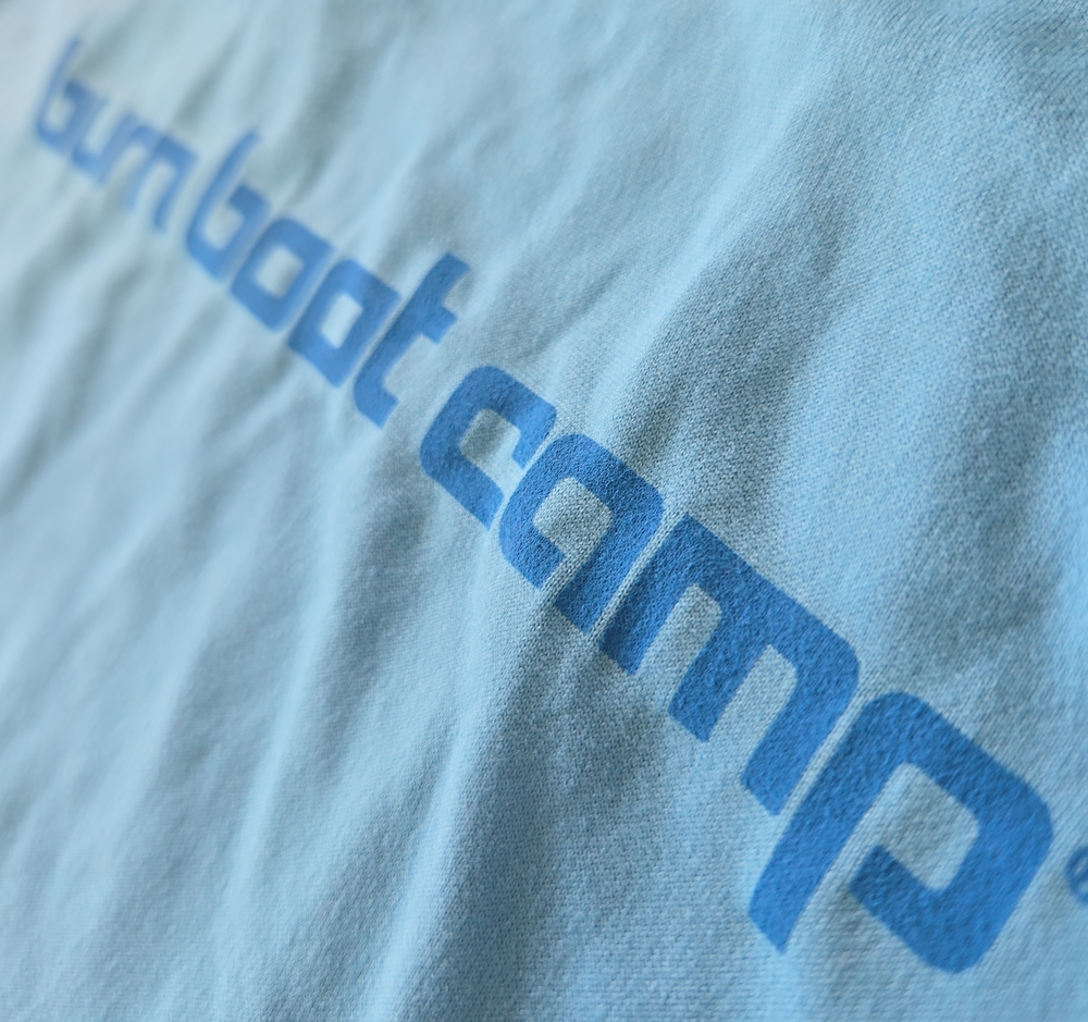 Burn Boot Camp Light Blue Graphic Tank Top with Logo